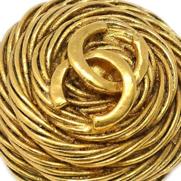 Chanel Button Earrings Clip-On Gold - Picture 3 of 5